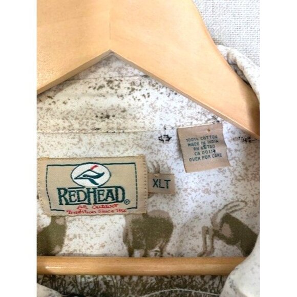 Redhead Men's Outdoor Button-Up Shirt With Deer Print 100% Cotton Beige & Brown - Picture 3 of 8